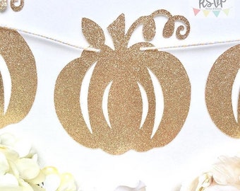 Pumpkin Garland, Glitter Pumpkin Banner, Little Pumpkin Banner, Little Pumpkin Party Decor, Halloween Baby Shower Decor, Fall Party Decor