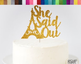 She Said Oui Cake Topper, Paris Themed Bridal Shower Topper, Glitter She Said Oui Sign, French Bridal Shower Decorations