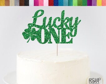 Topper na tort Lucky One, Topper na tort urodzinowy Shamrock, Pierwsze urodziny św. Patryka, Dekoracja na pierwsze urodziny św. Patryka