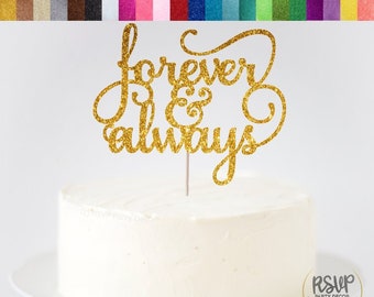 Forever & Always Cake Topper, Glitter Wedding Cake Topper, Romantic Wedding Decoration, Elegant Wedding Cake Topper, Forever and Always Sign