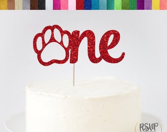 Paw One Cake Topper, Dog 1st Birthday Cake Topper, Puppy Themed 1st Birthday Party, Puppy Party, Paw Print, Paw Cake Topper