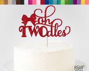 Oh TWOdles Cake Topper, Cute Second Birthday Cake Topper, Bow Cake Topper, Oh Toodles Cake Topper, Girl 2nd Birthday Decorations