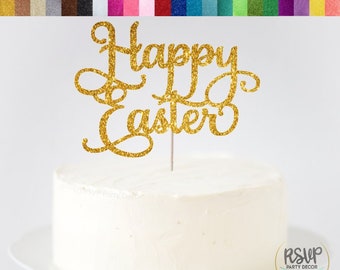 Happy Easter Cake Topper, Easter Cake Topper, Easter Party Decorations, Glitter Happy Easter Sign