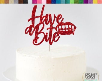 Have a Bite Cake Topper, Halloween Cake Topper, Halloween Party Decorations, Vampire Cake Topper, Vampire Theme Party Decor