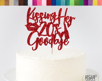 Kissing Her 20's Goodbye Cake Topper, 30th Birthday Cake Topper, Dirty Thirty Cake Topper, Makeup Cake Topper, Milestone 30th Birthday Decor