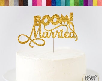 BOOM! Married Cake Topper, Comic Book Wedding Cake Topper, Superhero Wedding Cake Topper, Nerdy Wedding Decor, Geeky Wedding Decorations