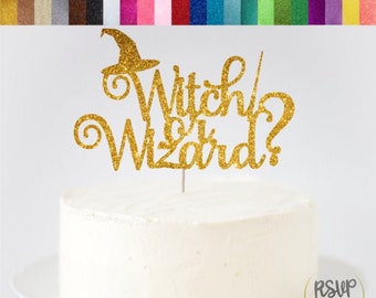 Witch or Wizard Cake Topper, Halloween Gender Reveal Cake Topper, Halloween Baby Shower Cake Topper, Wizard Theme Gender Reveal Cake Topper