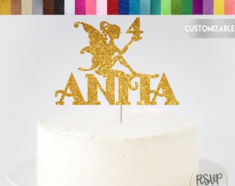 ANY NAME & AGE Fairy Cake Topper, Custom Fairy Cake Topper, Name Fairy Cake Topper, Fairy Party Decor, Whimsical Cake Topper, Fairy Birthday