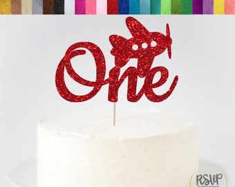 Airplane One Cake Topper, Time Flies First Birthday Cake Topper, Time Flies 1st Birthday Party Decorations, Airplane Cake Smash Topper