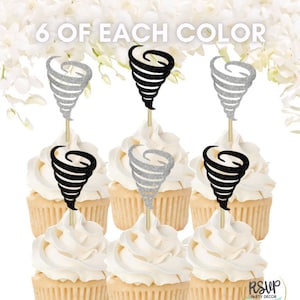 12 pcs Tornado Cupcake Toppers, Weather Party Decor, Fournado Cupcake toppers, Tornado 4th Birthday Party Decor, Superhero Party