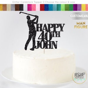 MAN OR WOMAN Custom Name/Age Golf Cake Topper, Golf Party Decorations, Golfing Cake Topper, Cake Topper for Golfer, Golf Birthday Party