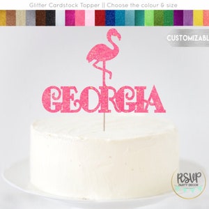 Custom Flamingo Cake Topper, Summer Cake Topper, Flamingo Party Decorations, Tropical Party Decor, Let&#39;s Flamingle Cake Topper