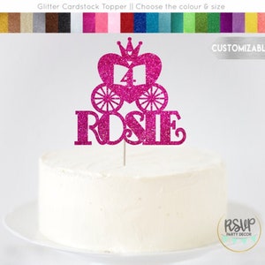 ANY NAME & AGE Princess Carriage Cake Topper, Custom Princess Cake Topper, Personalized Princess Birthday Supplies, Princess Party Decor