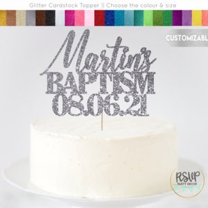 Custom Name and Date Baptism Cake Topper, Baptism Cake Topper, Personalized Baptism Cake Topper, Baptism Party Decorations