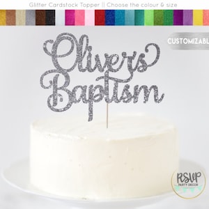 Custom Name&#39;s Baptism Cake Topper, Baptism Cake Topper, Personalized Baptism Cake Topper, Baptism Party Decorations