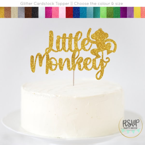 Little Monkey Cake Topper, Safari Baby Shower Cake Topper, Jungle Baby Shower Cake Topper, Jungle 1st Birthday Party Decor, Monkey Birthday
