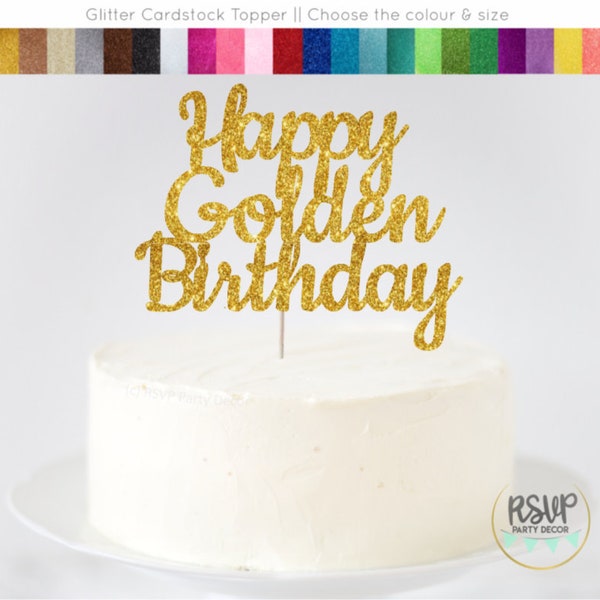 Happy Golden Birthday Cake Topper, Stay Golden Cake Topper, Lucky Birthday Cake Topper, Champagne Birthday Cake Topper, Birthday Party