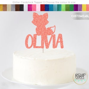 Topper torta fox personalizzato, topper torta bosco, decorazione per baby shower fox, decorazioni per feste fox, arredamento di compleanno bosco, festa di compleanno in campeggio