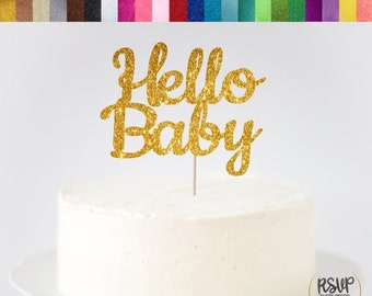 Hello Baby Cake Topper, Hello Baby Schild, Baby Shower Cake Topper, Gender Reveal Topper, Baby Ankündigung Schild, Baby Shower Dekoration
