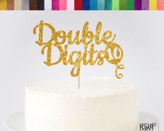 Double Digits Cake Topper, 10th Birthday Cake Topper, Ten Cake Topper, Tenth Birthday Cake Topper, Double Digits Sign, 10th Birthday Party