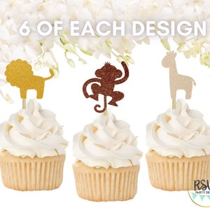 18 PCS Jungle Animal Cupcake Toppers, Safari Food Picks, Jungle Party Decorations, Safari Birthday Decor, Jungle Baby Shower Decorations