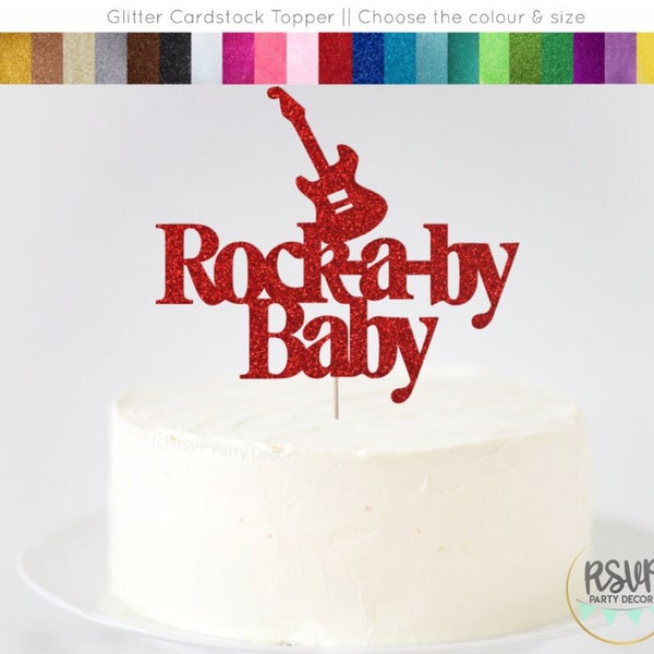Rock-A-By Baby Cake Topper, Music Baby Shower Cake Topper, Music Gender Reveal Party Decor, Rock n Roll Baby Shower Decor, Rock Baby Shower