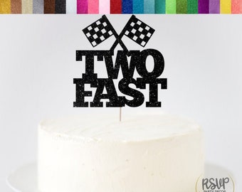 Zwei schnelle Cake Topper, Rennauto 2. Geburtstag Cake Topper, Rennauto Zweiter Geburtstag Party Dekoration, Auto 2. Geburtstag Cake Topper, Fast Sign