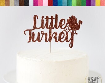 Little Turkey Cake Topper, Thanksgiving Gender Reveal Cake Topper, Thanksgiving Baby Shower Party Decor, Fall Baby Shower Decorations