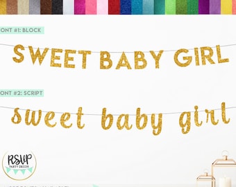 Sweet Baby Girl Banner, Glitter Baby Girl Sign, Girl Baby Shower Decorations, Gender Reveal Banner, It's a Girl, Baby Girl Shower, Glitter