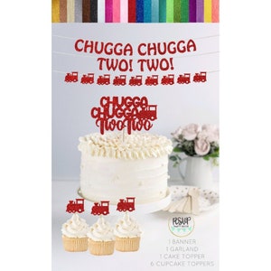 Decoraciones de la fiesta del segundo cumpleaños del tren, Chugga Chugga Two Two Banner, decoración de la fiesta del segundo cumpleaños con el tema del tren, decoración del segundo cumpleaños del ferrocarril