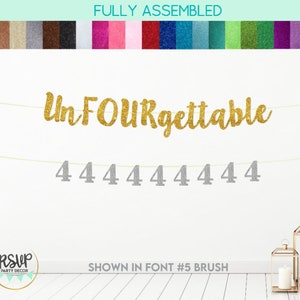 UnFOURgettable Banner, 4 Garland, Un Four Gettable Banner, 4th Birthday Party Decorations, Fourth Birthday Party Decor, Four Party Supplies