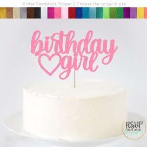 Birthday Girl Cake Topper, Girl&#39;s Birthday Party Decor, 7th Birthday Girl Cake Topper, Girl 1st Birthday Party Decorations, Heart Cake Sign