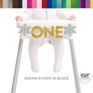 Snowflake One Highchair Banner, Winter ONEderland Party Decor, Winter 1st Birthday Party Decor, Snowflake First Birthday High Chair Bunting