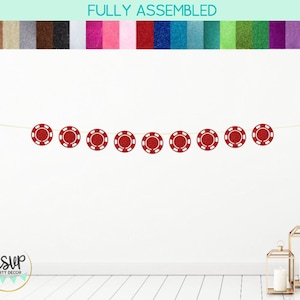 Poker Chip Garland, Casino Chips Banner, Casino Birthday Party Decorations, Gambling Party Decor, Dice Bunting, Las Vegas Party Decor