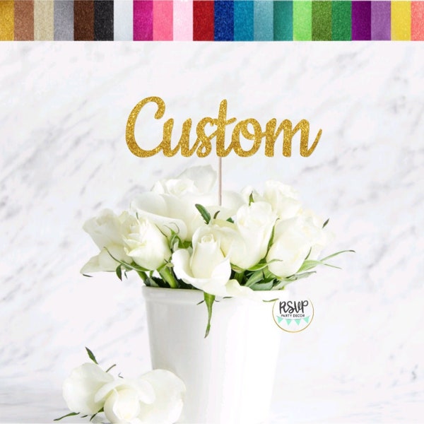 Custom Centerpiece Topper, Personalized Bouquet Topper, Custom Bouquet Topper, Custom Name Cake Topper, Custom Floral Stem, Flower Decor