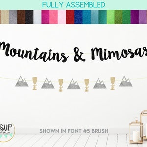 Mountains & Mimosas Banner, Mountain and Champagne Garland, Mountain Bachelorette Decorations, Cabin Bachelorette Party Decor, Camp Bach