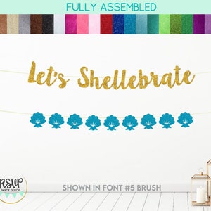 Let&#39;s Shellebrate Banner, Shell Garland, Beach Destination Bachelorette Party Decorations, Under The Sea Baby Shower, Ocean Birthday Party