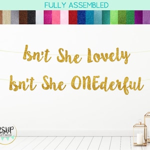 Isn't She Lovely Isn't She ONEderful Banner, Girls First Birthday Party Decor, Cursive Miss ONEderful Banner, Girl 1st Birthday Decorations
