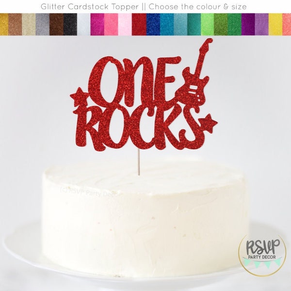 One Rocks Cake Topper, Rockstar 1st Birthday Cake Topper, Rock n' Roll First Birthday Party Decorations, Rock 1st Birthday Cake Smash Sign