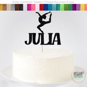 Custom Dance Cake Topper, Gymnastics Name Cake Topper, Gymnastics Birthday Party Decor, Dancer Birthday Party, Acro Dance Party Decor
