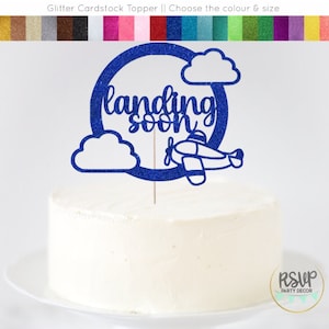 Landing Soon Cake Topper, Airplane Baby Shower Cake Topper, Plane Baby Shower Decorations, Airplane Landing Soon Party Decorations