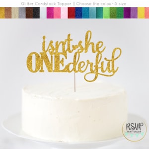 Isn't She ONEderful Cake Topper, Miss Onederful Birthday Party Decorations, Girl 1st Birthday Party Decor, One Cake Smash Topper