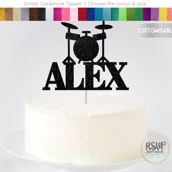 Custom Drums Cake Topper, Music Party Decorations, Rockstar Cake Topper, Rock n Roll Party Decor, Music Theme Birthday Decor, Drum Party