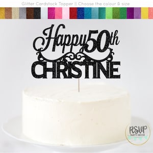 Nombre personalizado y edad Birthday Cake Topper, Happy Birthday Name Party Decor Personalized Birthday Cake Topper, Custom Birthday Decorations