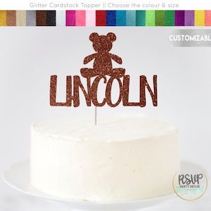 Custom Teddy Bear Cake Topper, Teddy Bear Name Party Decorations, Storybook 1st Birthday Cake Smash Topper, Teddy Bear Baby Shower Decor
