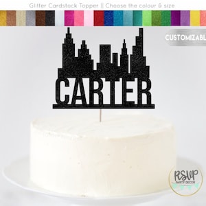 Custom City Building Cake Topper, City Themed Party Decorations, Hero Comic Book Party Decor, New York Party Decor, Superhero Cake Topper