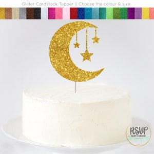 Moon and Stars Cake Topper, Moon Baby Shower Cake Topper, Celestial Space Birthday Party Decor, Galaxy Cake Topper, Little Star Party Decor