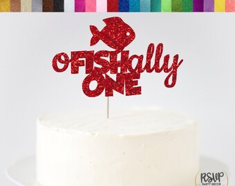 oFISHally One Cake Topper, Fishing Cake Topper, Fish First Birthday Decor, Fishing One Cake Topper, Gone Fishing, The Big One Cake Topper