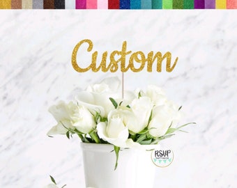 Custom Centerpiece Topper, Personalized Bouquet Topper, Custom Bouquet Topper, Custom Name Cake Topper, Custom Floral Stem, Flower Decor