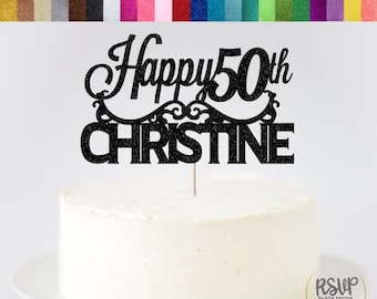 Custom Name and Age Birthday Cake Topper, Happy Birthday Name Party Decor Personalized Birthday Cake Topper, Custom Birthday Decorations
